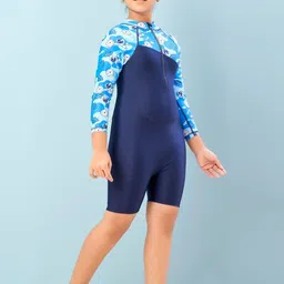Muhuratam Girls Sports Wear Navy Blue-Blue Colour Cartoon Print Nylon Swim Suit With Goggle-picture-23