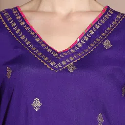 Anouk Purple Floral Printed Gotta Patti Straight Kurta With Palazzo & Dupatta image 2