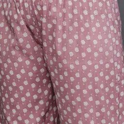 Sztori Plus Size Floral Printed Sequinned Pure Cotton A Line Kurta & Trousers With Dupatta image 3