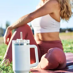 Style Homez White Stainless Steel Double Wall Jar with Lid - 1200 ml image 2