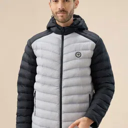 Status Quo Men Hooded Colourblocked Lightweight Puffer Jacket image 5