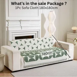 HOMETHREADS Green & Green Printed Sofa Cover image 4