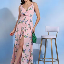 DODO & MOA Women Floral Print Crepe Maxi Dress image 5