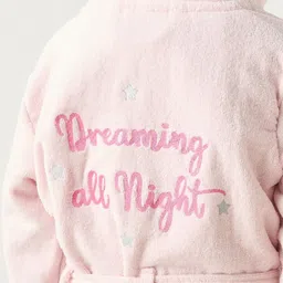 Juniors by Babyshop Girls Cotton Typographic Detail Hooded Robe with Tie-Up Belt & Pockets image 2