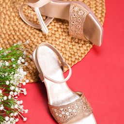 Froh Feet Open Toe Embellished Party Block Sandals-picture-2