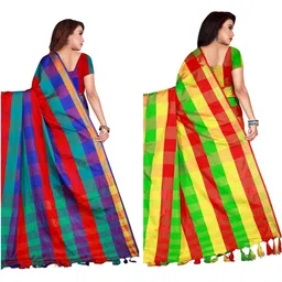 SHAIBO SAREE Checked Silk Cotton Uppada Saree image 3