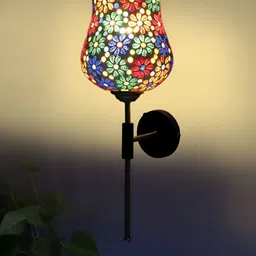 Devansh White & Red Printed Metal Traditional Abstract Shaped Shaped Wall Lamp image 4