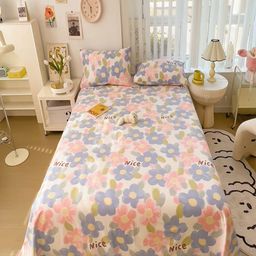 JC HOME Pink & Blue Floral Printed Pure Cotton 220 TC King Bedsheet Set 2.30 m x 2.50 m-picture-15