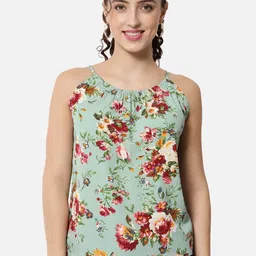 otira Sea Green Floral Halter Neck Sleeveless Top-picture-18