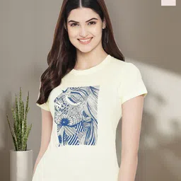 Dreambe Women Pack of 2 Graphic Printed Round Neck Cotton Regular Fit T-shirts-picture-42