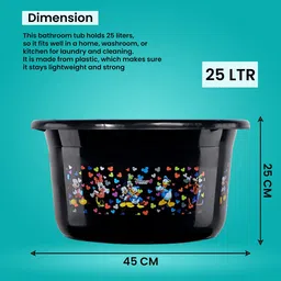 Kuber Industries White & Black 3 Pieces Disney Printed Light Weight Bath Tubs image 2