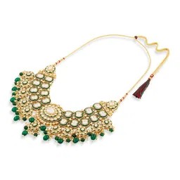 Zaveri Pearls Gold-Plated Artificial Stones-Studded & Beaded Meenakari Jewellery Set image 5