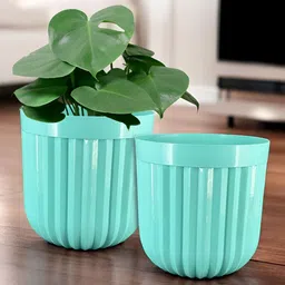 GARDEN'S NEED 2-Pcs Turquoise Blue Textured Planters image 3