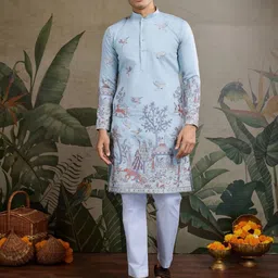 ODETTE Ethnic Motifs Embroidered Thread Work Straight Kurta-picture-37