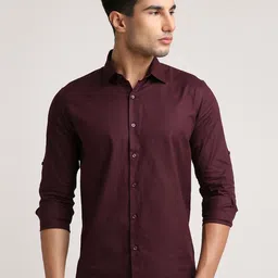 John Philips Men Classic Fit Solid Spread Collar Casual Shirt-picture-32