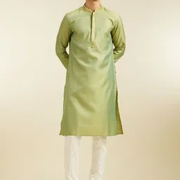 Diwas by Manyavar Ethnic Motifs Woven Design Mandarin Collar Sequinned Straight Kurta image 1