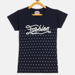 Fort Divine girls Talking Wording printed top NAVY-picture-22