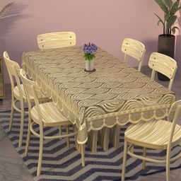 RUBOXA Gold-Toned Floral Cotton 6-Seater Table Cover with Embroidered details-picture-36