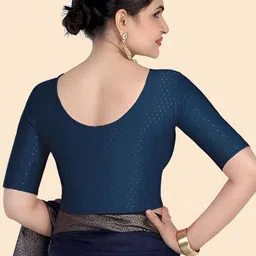 SHREEJI DESIGNER Self-Design Round Neck Stretchable Saree Blouse image 5