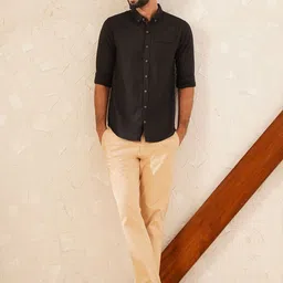 JAYPORE Men Standard Solid Button Down Collar Casual Pure Cotton Shirt-picture-14