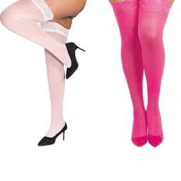 NESKA MODA Pack Of 2 Sheer High Thigh Stockings image 2