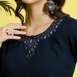 Anouk Women Embroidered Keyhole Neck Casual Top image 2