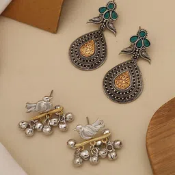 ABDESIGNS Set Of 2 Sophisticated German Silver Plated Classic Drop Earrings image 2