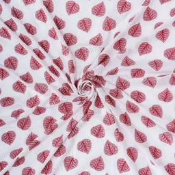 Parda Online White & Red Floral Printed Linen Door Curtain image 5