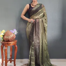 V3 FASHION STUDIO Striped Pure Chiffon Ready to Wear Jamdani Saree image 4
