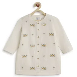 Tiber Taber Boys Ethnic Motifs Embroidered Thread Work Chanderi Silk Kurta With Trousers image 4