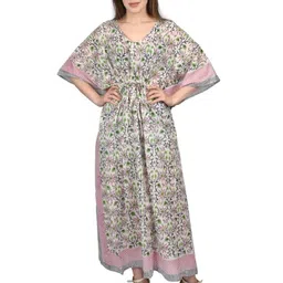 Fabric Venue Floral Print Flared Sleeve Kaftan Maxi Dress-picture-14