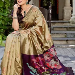 KALINI Floral Silk Cotton Handloom Saree-image-77
