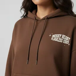 glitchez Women Printed Hooded Oversized Sweatshirt image 2