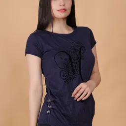 POLLOLOCO Women Typography Printed T-shirt image 3