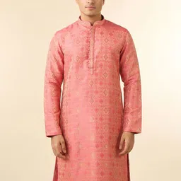 Diwas by Manyavar Woven Design Sequinned Mandarin Collar Straight Kurta-picture-18