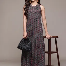 aarke Ritu Kumar Floral Printed Embellished Round Neck Sleeveless Basic Jumpsuit image 4