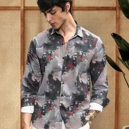 Moda Rapido Men Abstract Printed Spread Collar Casual Shirt image 3