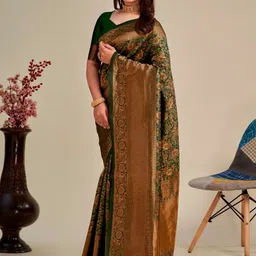 Vastravatika Ethnic Motifs Woven Design Zari Kanjeevaram Saree image 2