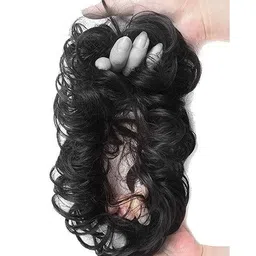 VIEWS Black Wavy Clip-In Bun Hair Extension image 3