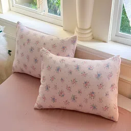 JC HOME Pink & Blue 4 Pieces Floral Single AC Room Bedding Set image 2