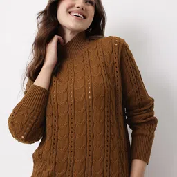 Mast & Harbour Cable Knit Turtle Neck Pullover-picture-23