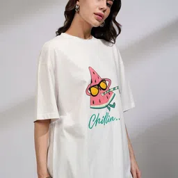 Street By Tokyo Talkies Women Printed Drop-Shoulder Sleeves T-shirt-image-82