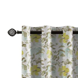 LINENWALAS Happy Sleeping Mustard & White 2 Pieces Floral Blackout Door Curtains image 3
