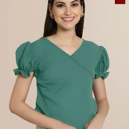 Mast & Harbour Women Pack Of 2 Puff Sleeves Peplum Top-picture-38