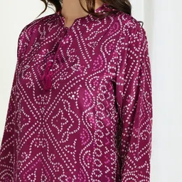 Sangria Bandhani Printed Tunic With Palazzos Co-Ords image 4