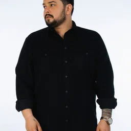 UNSIZED Men Plus Size Comfort Oversized Fit Spread Collar Solid Corduroy Casual Shirt-image-10