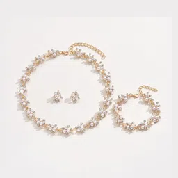 Shining Diva Fashion Gold-Plated Pearls Jewellery Set image 4