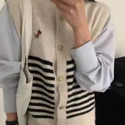 KPOP Women Striped Sweater Vest-image-59