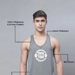 Friskers Printed Pure Cotton Innerwear Gym Vests image 5