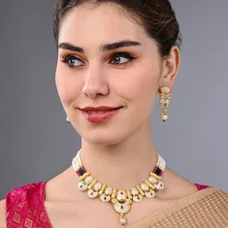 ASMITTA JEWELLERY Gold-Plated Kundan-Studded & Beaded Jewellery Set-picture-21